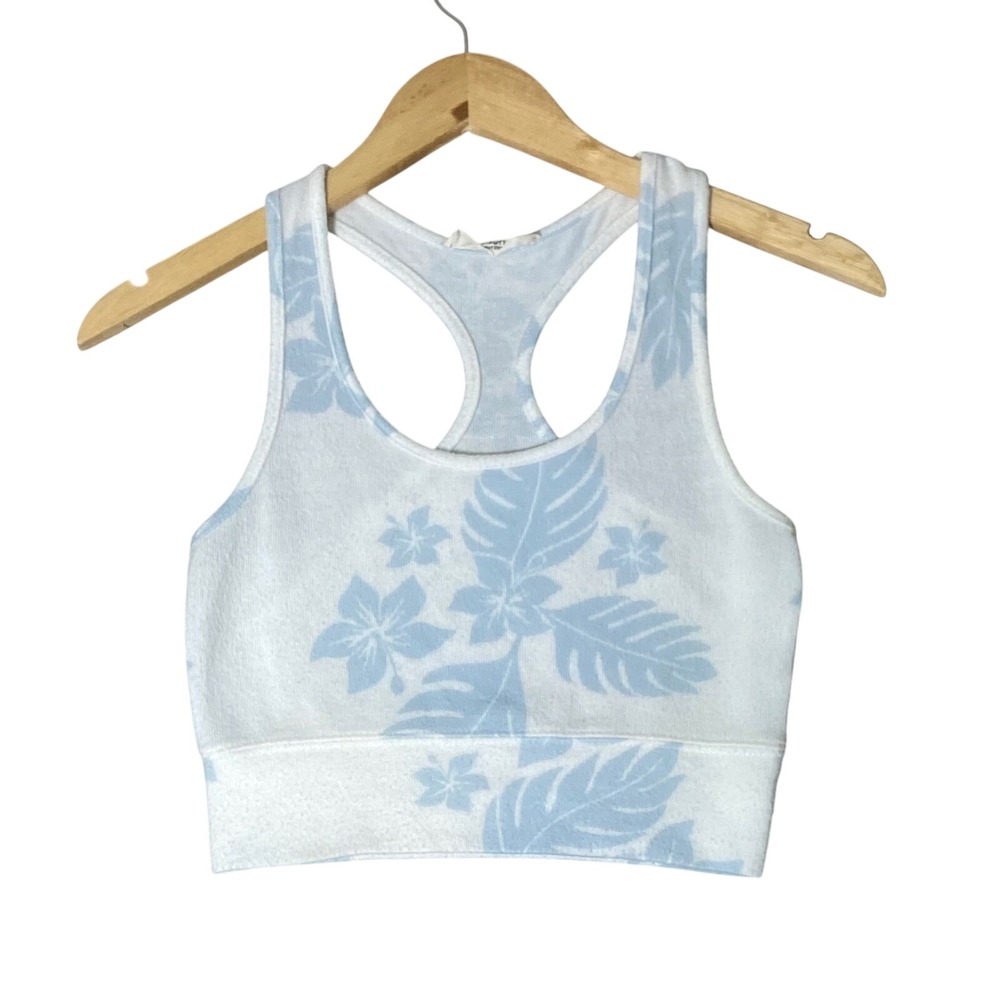Ron‎ Jon Surf Shop Crop Tank Top Womens Medium Floral Terry Surf Beachy Y2k